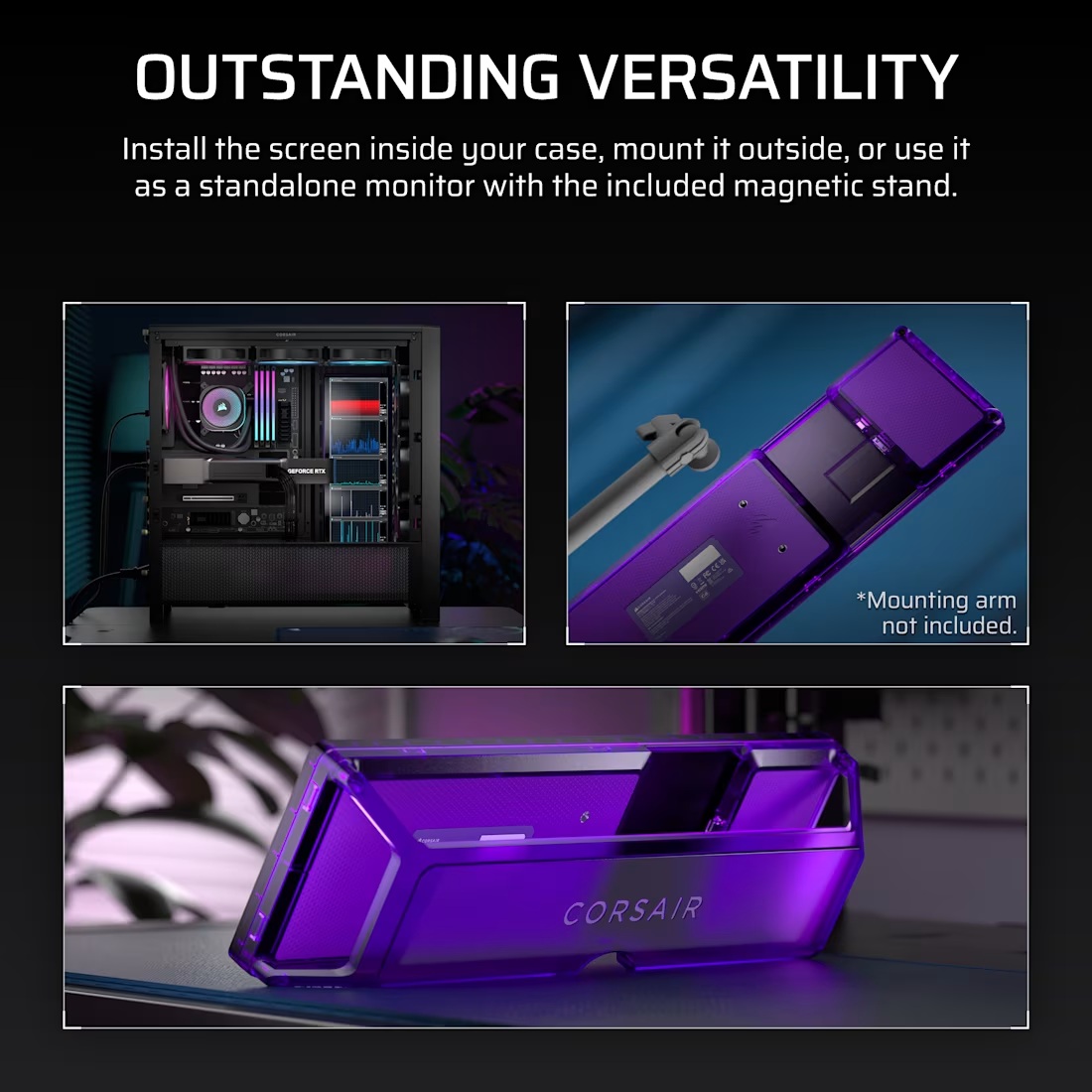 Corsair XENEON EDGE 14.5" LCD Touchscreen - Atomic Purple, 2560x720@60Hz, HDMI/USB-C, 5-p touch, magnetic mount, detachable stand, vertical/horizontal image 4