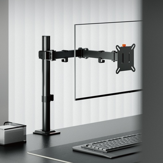 Brateck Flow Basic Articulating Monitor Arm Black, 17–32", VESA 75x75/100x100, Clamp/Grommet Mount, ±90° Swivel, Height Adjustable, Quick-Release VESA thumbnail 2