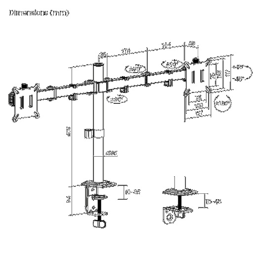 Brateck Flow Basic Articulating Dual-Screen Monitor Arm - Black, 17-32", 75x75/100x100, Clamp/Grommet Mount, Height Adjustable, Quick-Release VESA thumbnail 2