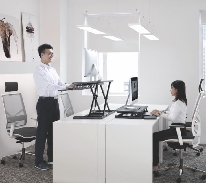 Brateck Gas Spring Sit Stand Desk Converter (950x615x110~505mm)with Keyboard Tray Deck(Standard MDF Board Surface thumbnail 4