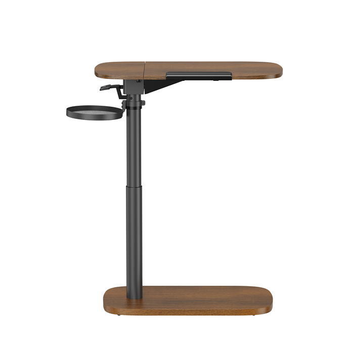 Brateck Storage-Savvy Height Adjustable Mobile Side Table, Gas-Lift Sit-Stand Desk, tabletop 723×400mm, weight capacity 10kg (Walnut) thumbnail 2