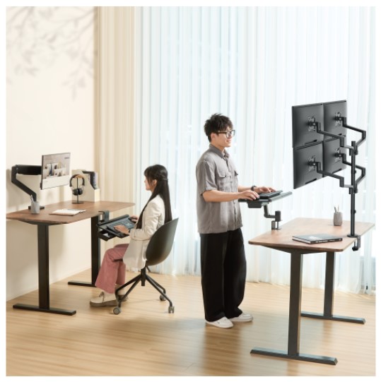 Brateck KBT11-01 Clamp-On Sit-Stand Keyboard Tray with Wrist Rest & Storage Drawer (Black) gallery 3