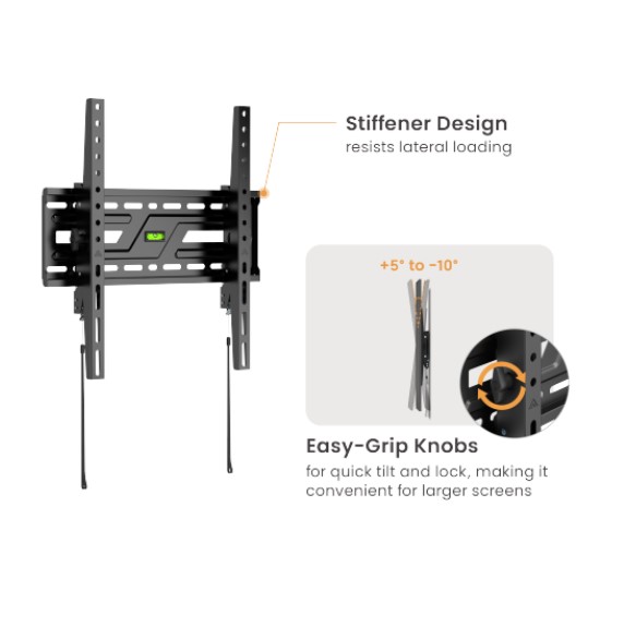 Brateck KL38-44T Large-Screen Compact Tilt TV Wall Mount Fit Screen Size: 32"-75" Up to  75kg, Fit Curved TV, 50x438x425mm thumbnail 2