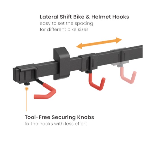 Brateck LBM09-03 Catch-All Wall Mounted Bike Rack For 3 Bikes (Black) gallery 2