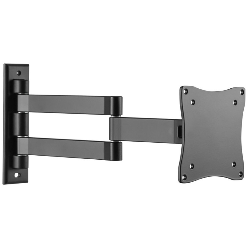 Brateck Aluminum Articulating TV Wall Mount, 13–27", 15kg Capacity, VESA 75x75/100x100, Full Motion, ±70° Tilt, ±90° Swivel, 50–372mm Extension