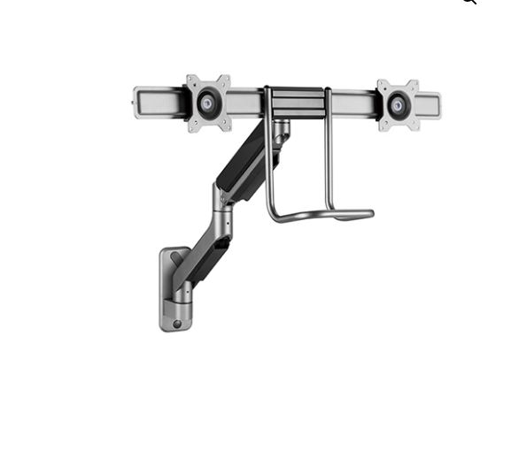 Brateck Fabulous Wall Mounted  Gas Spring Dual Monitor Arm 17"-32",Weight Capacity (per screen) 9kg (Black)