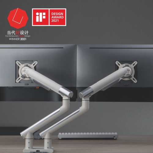Brateck Dual Monitor Premium Slim Aluminum Spring-Assisted Monitor Arm Fix Most 17"-32" Monitor Up to 9kg per screen VESA 75x75/100x100 (White) gallery 2