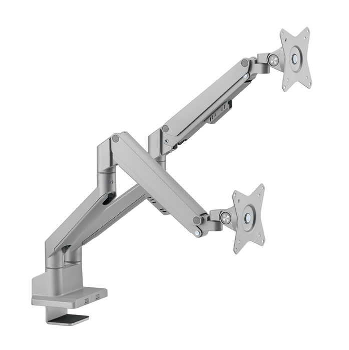 Brateck Dual Monitor Thin Gas Spring Monitor Arm Fit Most 17"-32" Monitors, Up to 9kg per screen VESA 75x75/100x100 Matte Silver gallery 2