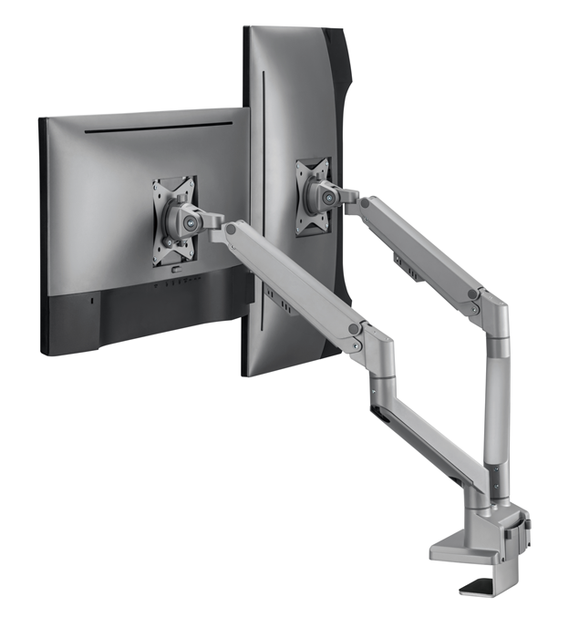 Brateck Dual Monitor Thin Gas Spring Monitor Arm Fit Most 17"-32" Monitors, Up to 9kg per screen VESA 75x75/100x100 Matte Silver gallery 4