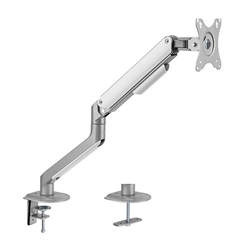 Brateck Single Monitor Economical Spring-Assisted Monitor Arm Fit Most 17"-32" Monitors, Up to 9kg per screen VESA 75x75/100x100 Matte Silver