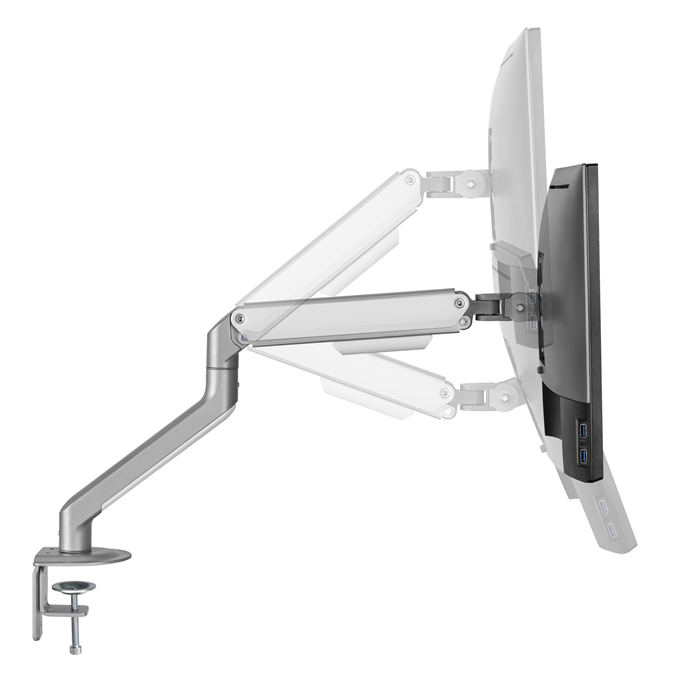 Brateck Single Monitor Economical Spring-Assisted Monitor Arm Fit Most 17"-32" Monitors, Up to 9kg per screen VESA 75x75/100x100 Matte Silver thumbnail 3