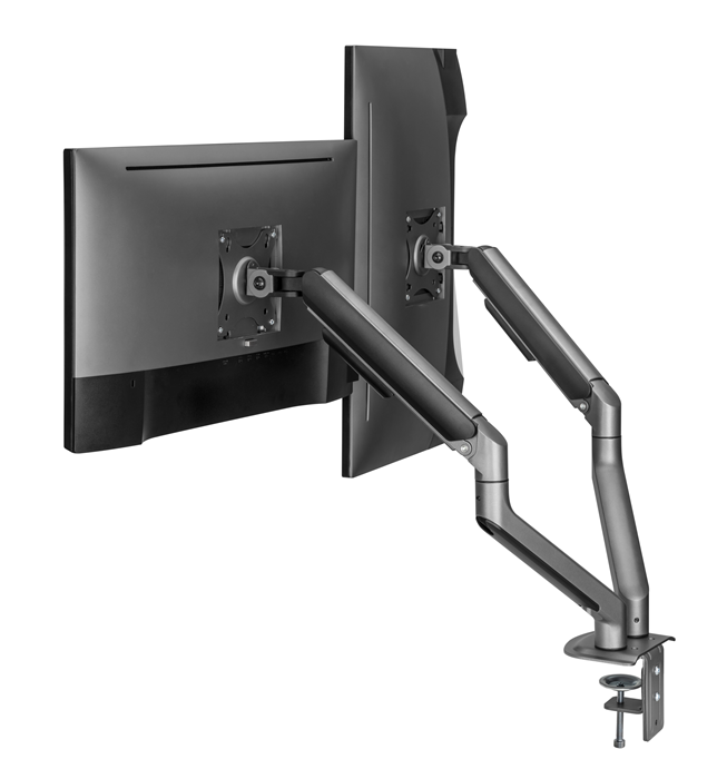 Brateck Dual Monitor Economical Spring-Assisted Monitor Arm Fit Most 17"-32" Monitors, Up to 9kg per screen VESA 75x75/100x100 Space Grey gallery 3