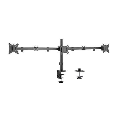 Brateck Triple-Monitor Steel Articulating Monitor Mount Fit Most 17"-27" Monitor Weight Capacity (per screen):7kg, VESA: 75x75,100x100(Black)