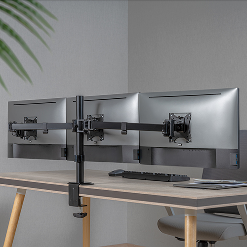 Brateck Triple-Monitor Steel Articulating Monitor Mount Fit Most 17"-27" Monitor Weight Capacity (per screen):7kg, VESA: 75x75,100x100(Black) thumbnail 2