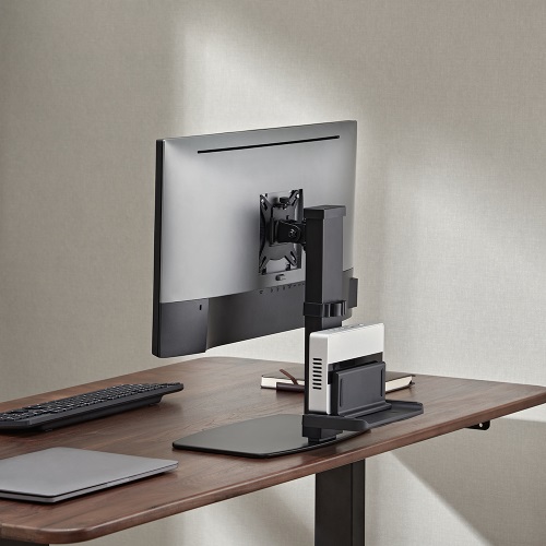 Brateck Vertical Lift Monitor Stand With Thin Client CPU Mount  Fit Most 17"-32" Monitor Up to 8KG VESA 75x75,100x100(Black) thumbnail 2