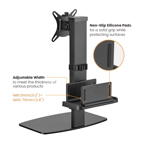 Brateck Vertical Lift Monitor Stand With Thin Client CPU Mount  Fit Most 17"-32" Monitor Up to 8KG VESA 75x75,100x100(Black) thumbnail 3