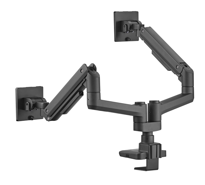 Brateck Fabulous Pole-Mounted Gas Spring Dual Monitor Arm Fit Most 17"-35" Monitors, Up to 20kg per screen VESA 75x75/100x100 Fine Texture Black (LS) gallery 2