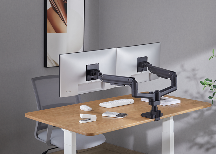 Brateck Fabulous Pole-Mounted Gas Spring Dual Monitor Arm Fit Most 17"-35" Monitors, Up to 20kg per screen VESA 75x75/100x100 Fine Texture Black (LS) gallery 4