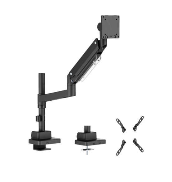 Brateck LDT80-C012P Super Heavy-Duty Pole-Mounted Gas Spring Monitor Arm, Matte Black, Fit Screen Size:	24"-57" Up to 27 KG （LS）