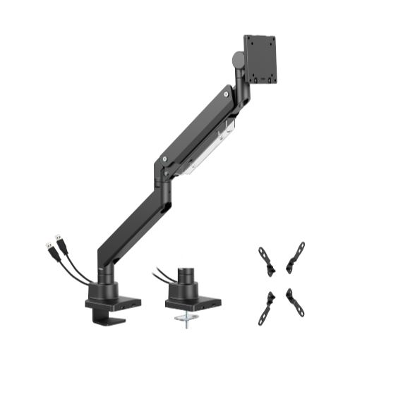 Brateck LDT80-C012UC Super Heavy-Duty Gas Spring Monitor Arm with USB-A and USB-C Ports For most 17"~57" Monitors, Matte Black(New)