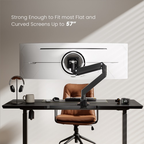 Brateck LDT80-C012 Super Heavy-Duty Gas Spring Monitor Arm For most 17"~57" Monitors, Fit Curved Monitor, Matte Black thumbnail 3