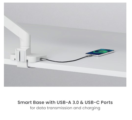 Brateck LDT81-C022UC-B Noteworthy Gas Spring Dual Monitor Air with USB-A/USB-C Ports Fit Most 17"-32" Monitor Fine Texture Black thumbnail 3