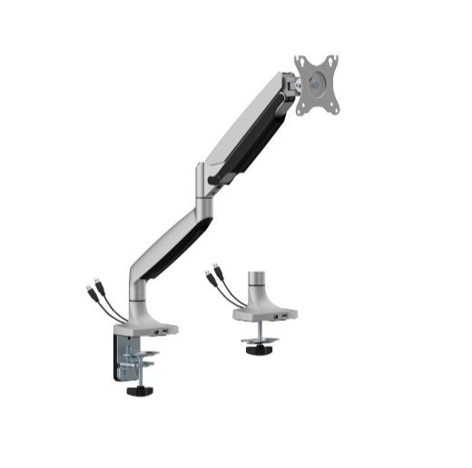 BrateckLDT82-C012UCE Single Screen Heavy-Duty Mechanical Spring Monitor Arm  With USB Ports For most 17"~45" Monitors, Matte Silver