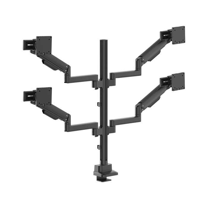 Brateck Modular Mechanical Spring Quad Monitor Arm with Sliders,  from 17”-40”, weight capacity (per flat screen) 11kg, 180° Rotation (Black) thumbnail 2