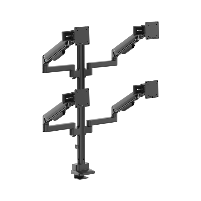 Brateck Modular Mechanical Spring Quad Monitor Arm with Sliders,  from 17”-40”, weight capacity (per flat screen) 11kg, 180° Rotation (Black) thumbnail 3