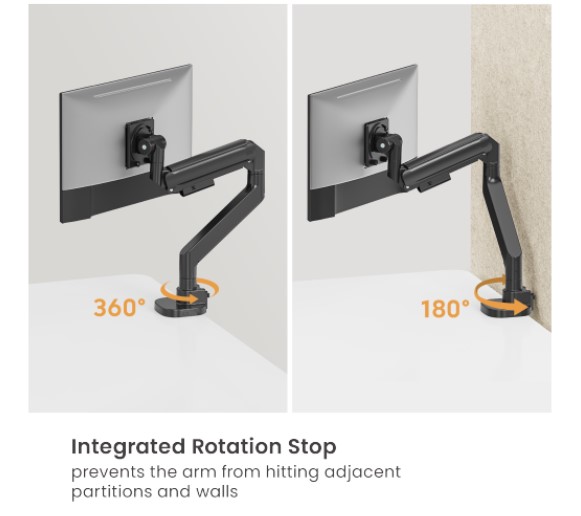 Brateck LDT87-C012-B Titan Heavy-Duty Gas Spring Monitor Arm Black,Fit Screen Size: 24"-57" Up to 27 KG thumbnail 4