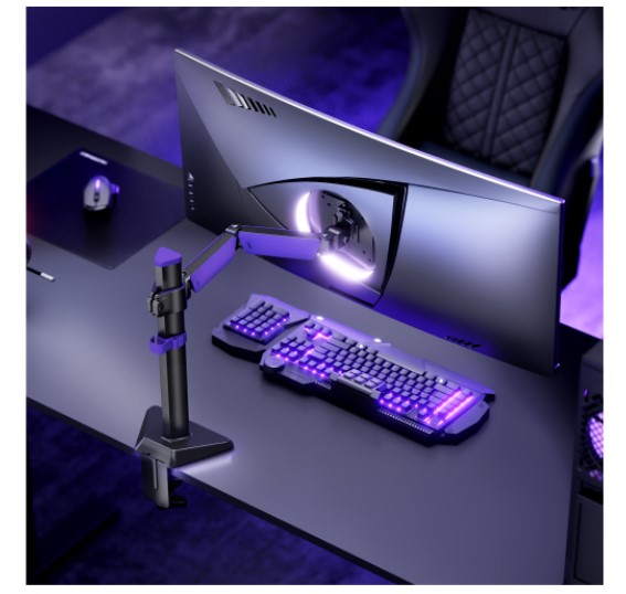 Brateck LDT89-C012 Amethyst Articulating Gaming Monitor Arm Matte Black, Fit Screen Size: 17"-40" Up to 12 KG, VESA 75x75,100x100 thumbnail 2