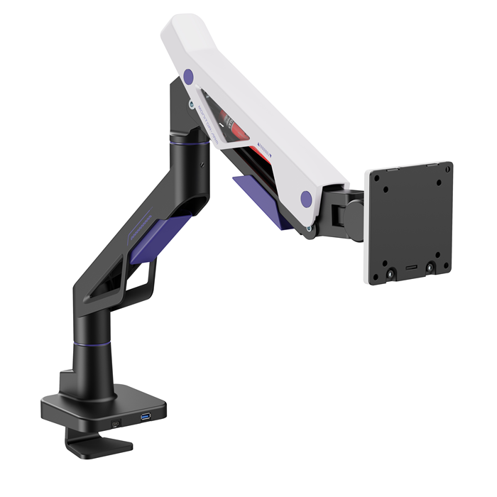 Brateck LDT95-C012UC Atlas Neo Gaming Monitor Arm with USB-A & USB-C Ports For most 24"~57" Monitors, Fit Curved Monitor, Matte Black & White (new)