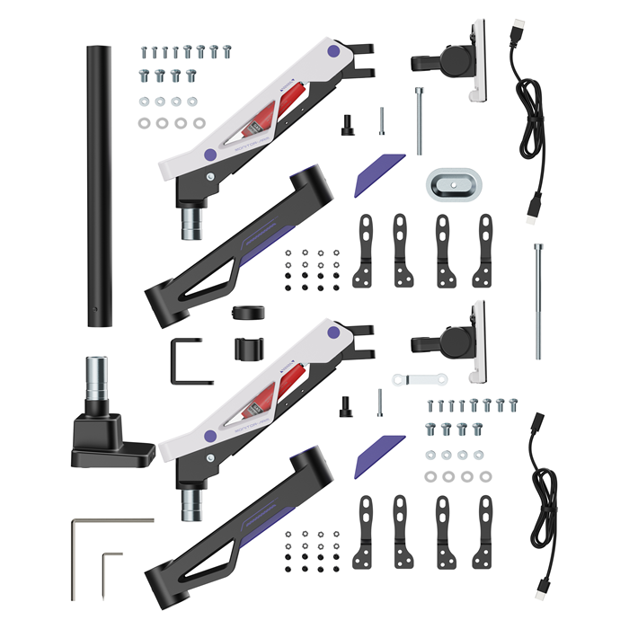 Brateck LDT95-C024UCP Atlas Neo Gaming Pole-Mounted Dual Monitor Arm with USB-A & USB-C Ports For most 24"~57" Monitors, Matte Black & White (New) thumbnail 3