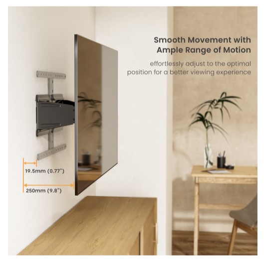 Brateck LPA79-464 Ultra-Slim Full-Motion TV Wall Mount For most 43"-90" TVs (Black) 250x632x432mm thumbnail 2