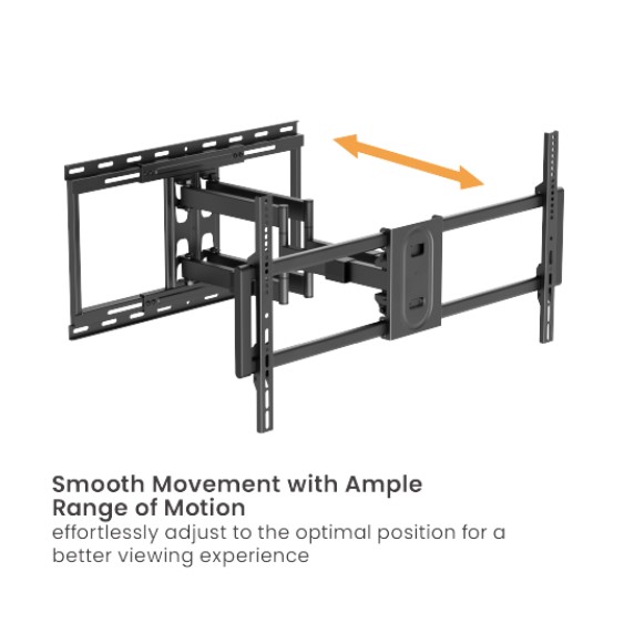 Brateck LPA80-486A HEAVY-DUTY FULL-MOTION TV WALL MOUNT WITH LATERAL SHIFT WALL PLATE For Double Stud (600mm) & Solid Wall thumbnail 3
