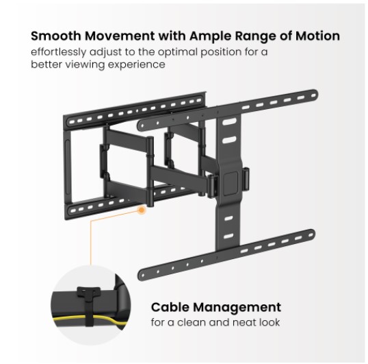 Brateck LPA83-466 Modern Ultra-Slim Full-Motion TV Wall Mount For most 43"-90" TVs, Weight Capacity: 60kg, 420x509x632mm thumbnail 3
