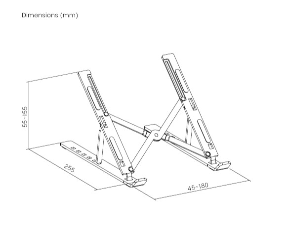 Brateck LPS03-3-03 Portable 6-Level Adjustable Aluminum Laptop Riser For most 11”-15” laptops, tablets and more (Silver) thumbnail 4