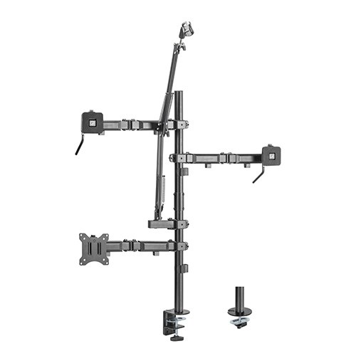Brateck Single-Monitor All-in-One Studio Setup Desktop Mount Fix 17"-32" Up to 9kg, Fit Curved Monitor, 897x120x1000mm