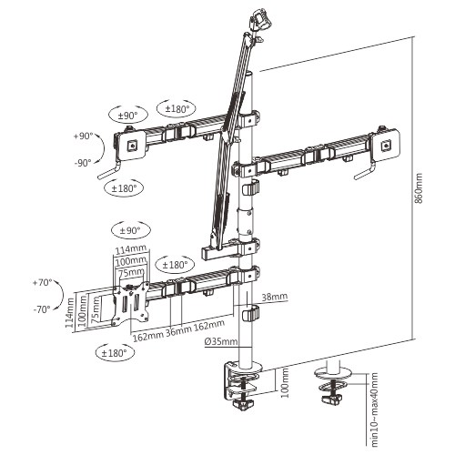 Brateck Single-Monitor All-in-One Studio Setup Desktop Mount Fix 17"-32" Up to 9kg, Fit Curved Monitor, 897x120x1000mm thumbnail 3