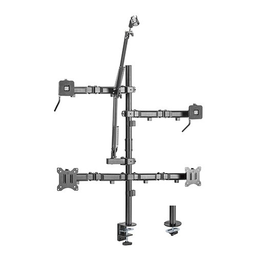 Brateck Dual-Monitor All-in-One Studio Setup Desktop Mount Fit17"-32" Weight Capacity Up to 9kg, Fit Curved Monitor