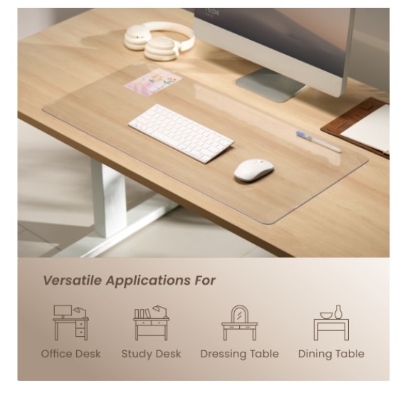 Brateck MP10-18 800mmx400mm Clear Desk Pad, for office desks, study desks, dressing tables, and dining table thumbnail 2