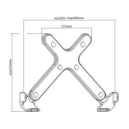 Brateck Steel Laptop Holder Fits 11"-17" Laptops for most desk mounts with standard 75x75/100x100 VESA plate thumbnail 2