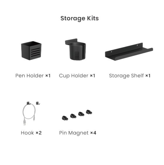 Brateck PB-007-01-B Desk Pegboard Organizer wtih Storage Kits (Black)  600x100x240mm thumbnail 3