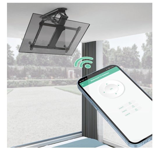 Brateck PLB-M0546AI Smart Flip Down TV Ceiling Mount Powered by TUYA Support most 32" ~ 70" TVs (Black) thumbnail 2