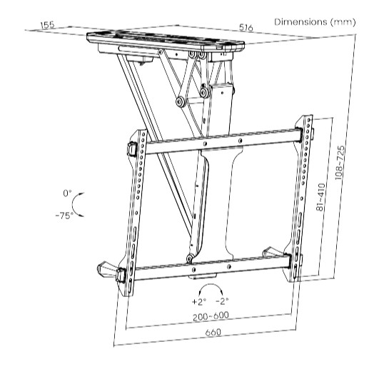 Brateck PLB-M0546AI Smart Flip Down TV Ceiling Mount Powered by TUYA Support most 32" ~ 70" TVs (Black) thumbnail 4