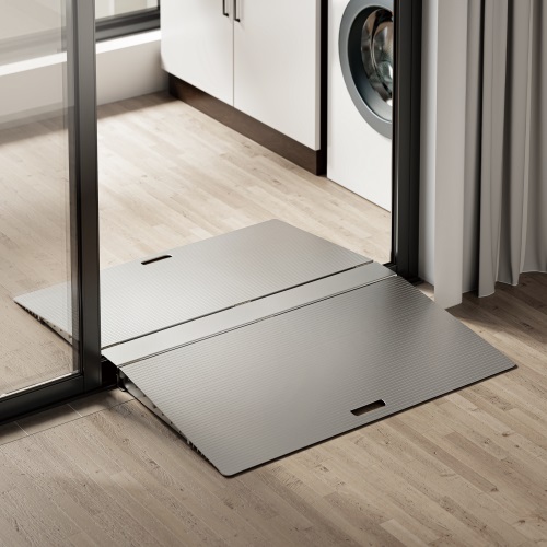 Brateck Two-Sided Aluminum Wheelchair Threshold Ramp, Silver Color, 1114x920x60mm, Weight Capacity 300kg gallery 3