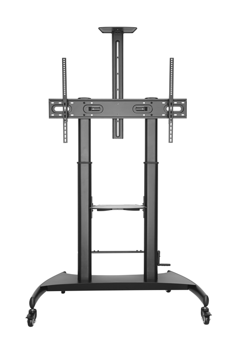Brateck Large Screen Telescopic Height-Adjustable Steel TV Cart with Crank Handle Fit 60"-100" Up to 100kg- Matte Black （LS）