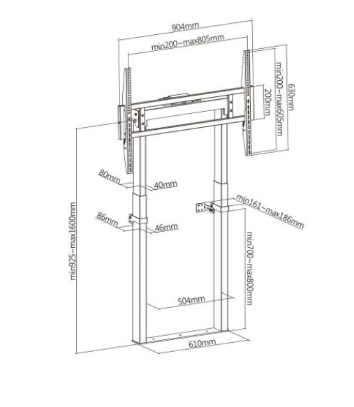 Brateck TTL14-68FR Motorized Wall Mount Stand, Designed for the Heaviest TV Fit Screen Size: 55"-100"up to120kg - Matte Black（LS） thumbnail 2