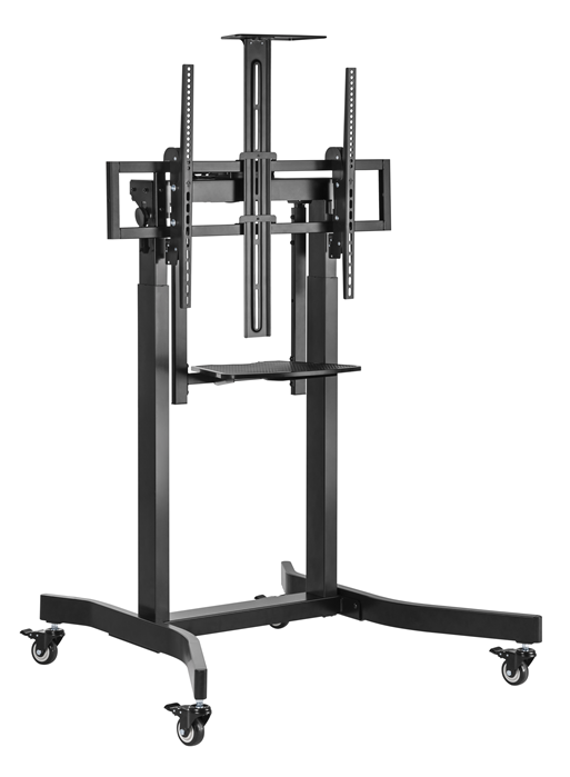 Brateck Deluxe Motorized Large TV Cart with Manual Tilt, Equipment Shelf and Camera Mount Fit 55"-100" Up to 120kg- Matte Black （LS） thumbnail 2