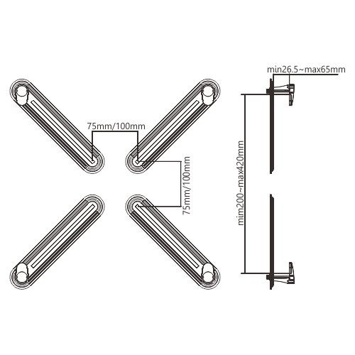Brateck Four-Arm Monitor Adapter Kit For Non-Vesa Monitor Fit Screen 13"-27" Up to 8kg gallery 3